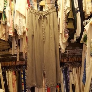 Taupe tie waist cullotes